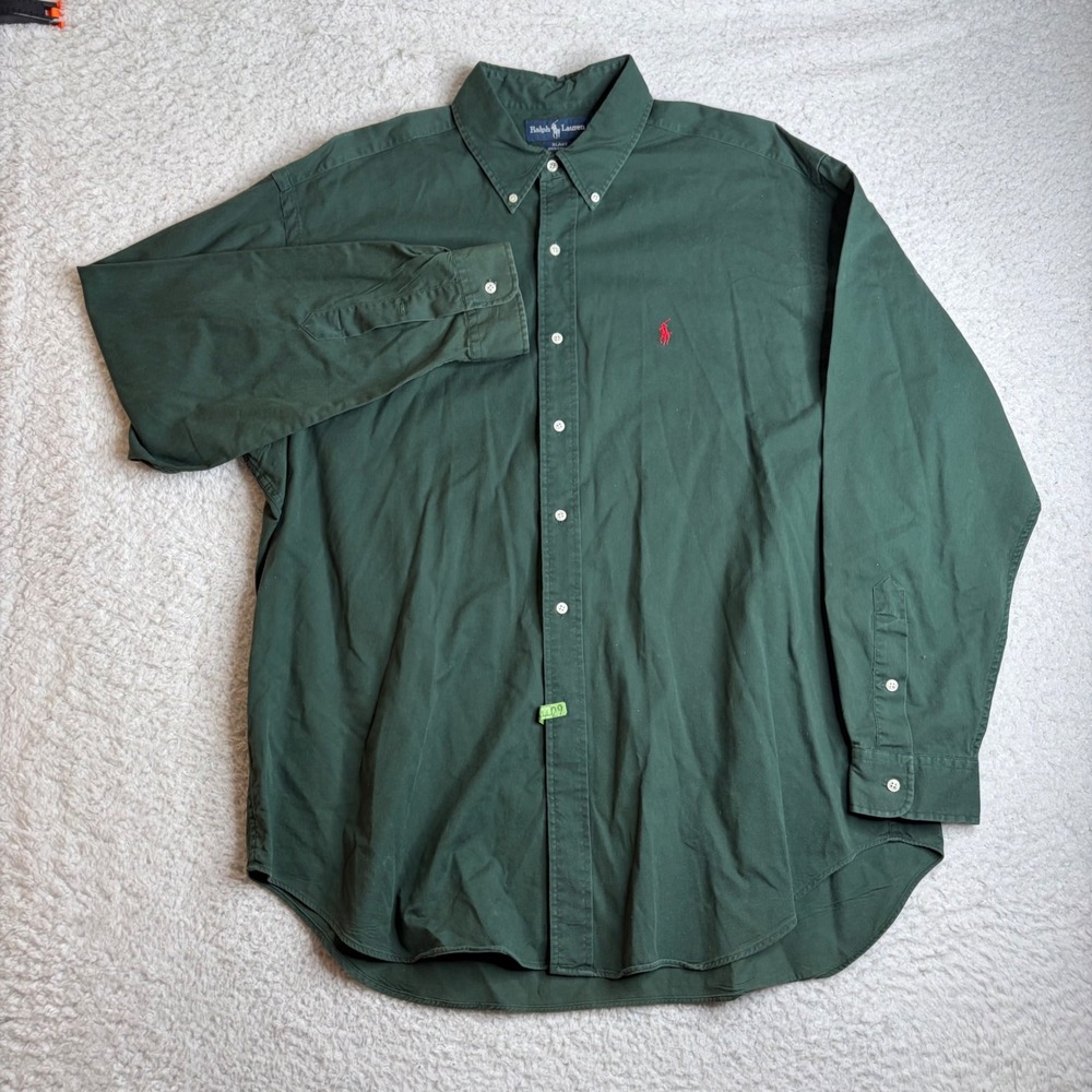 Ralph Lauren Blake Shirt Mens XL Green Cotton Button Down Long Sleeve Pony Logo - Picture 2 of 7